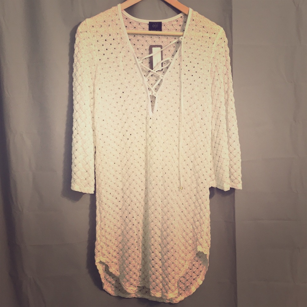 White Deep V Neck Tunic - Jordan Taylor Swim Cover Up | Color: White